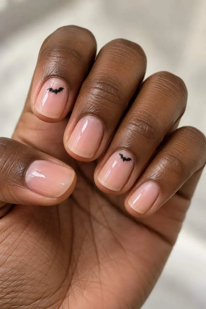 Short Natural Black Bat Nails