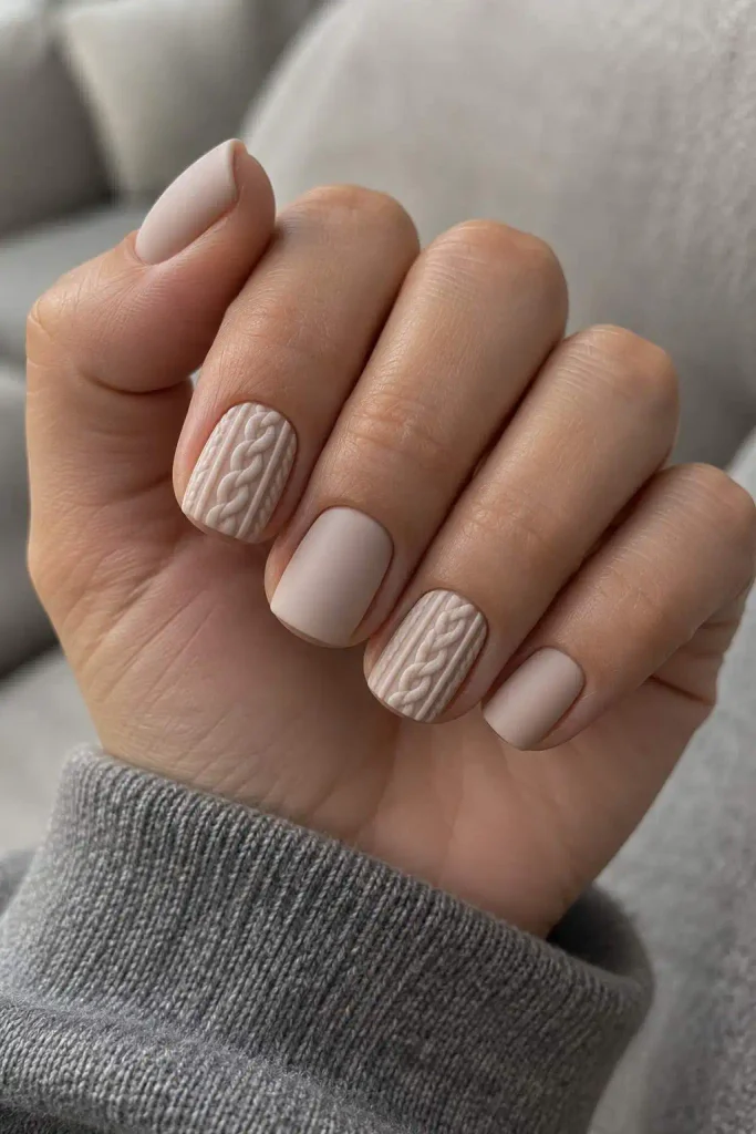 Short Sweater Nails With Texture