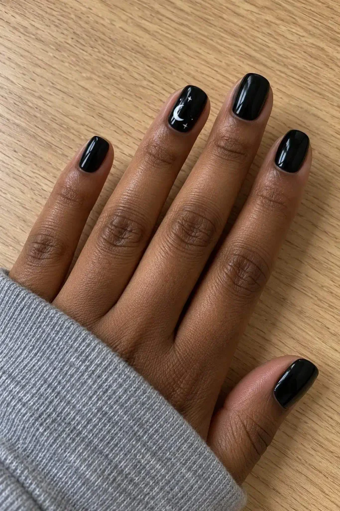 Simple Black Halloween Nails