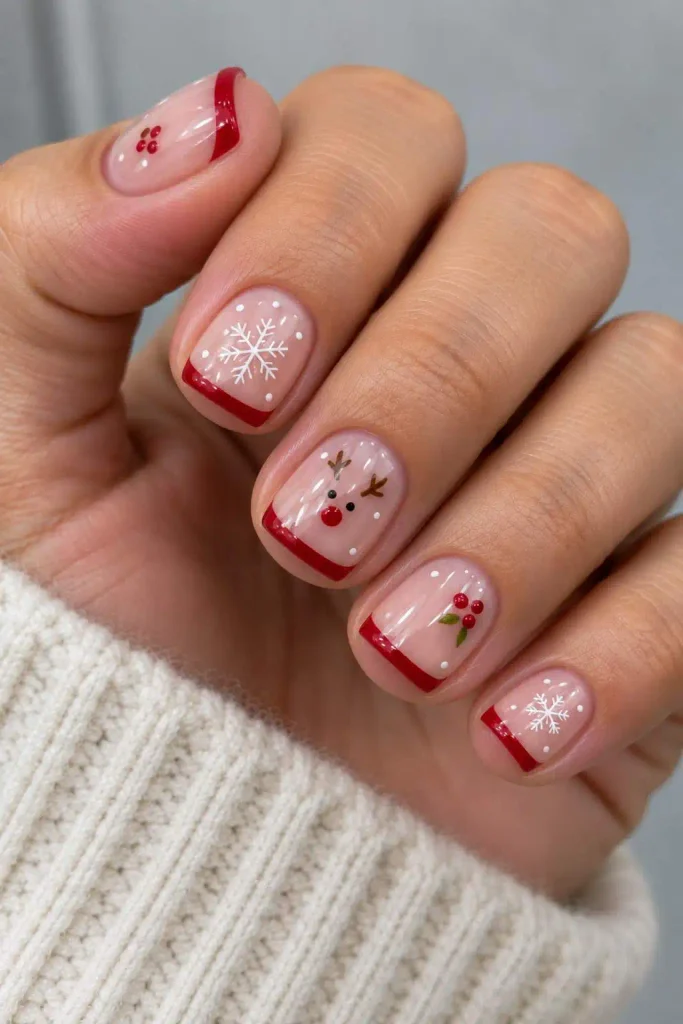 Simple Short Square Christmas Nails