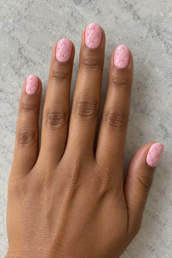 Soft Pink Quilted Pillow Nails