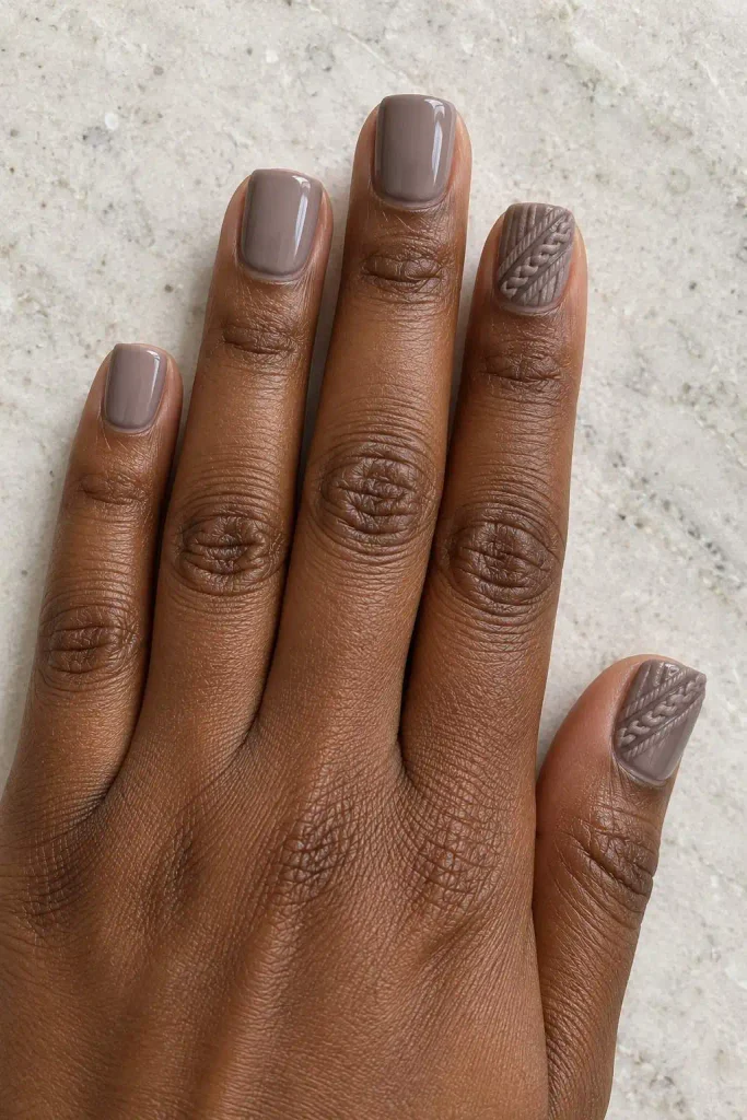 Taupe Square Sweater Nails