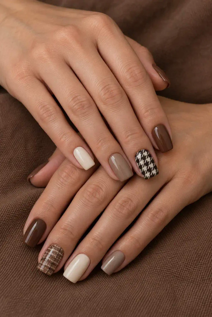 Tweed and Houndstooth Fall Nails