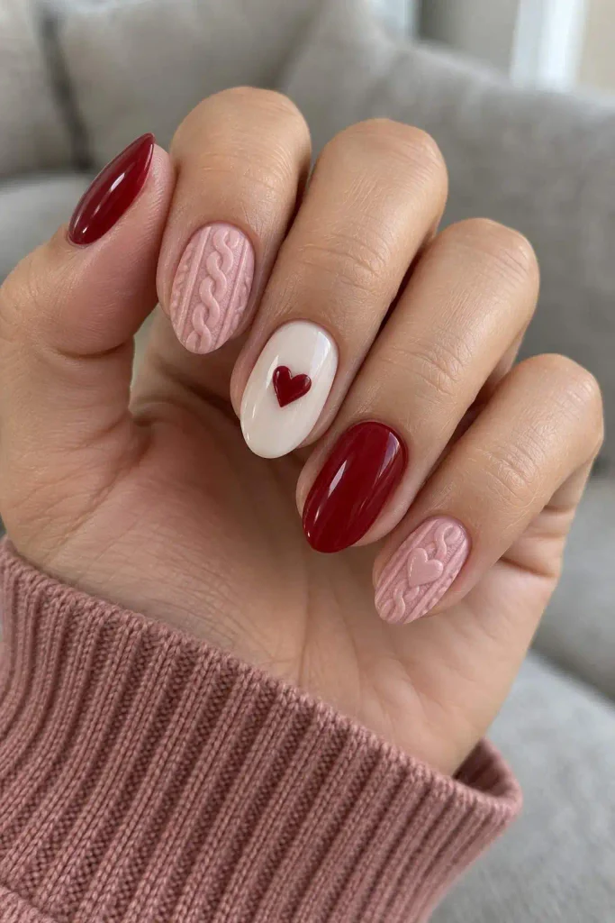 Valentine Heart Sweater Nails