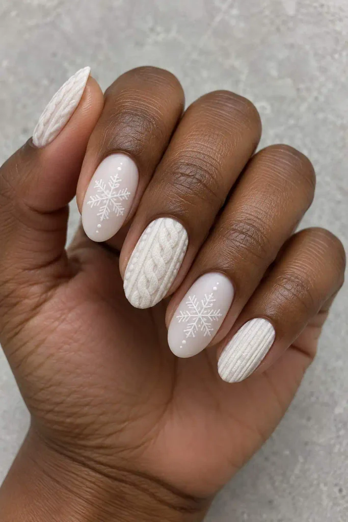 White Winter Sweater Nails